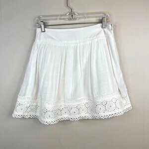 Vintage Coquette Dainty Crochet Mini Skirt Size L White Beachy Boho Cowgirl Cute